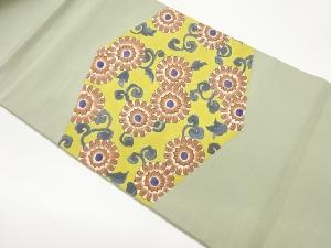 手描き花唐草模様開き名古屋帯（額縁仕立て）